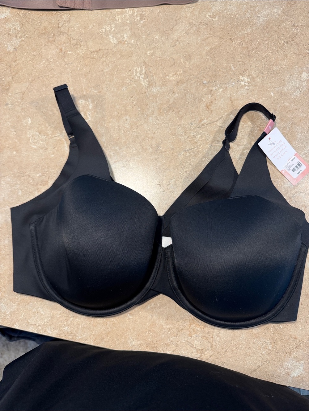 Smooth Black Full-Coverage Balconette Bra. Women Intimates